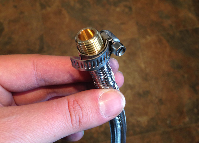 a hose clamp around the end of the wort filter